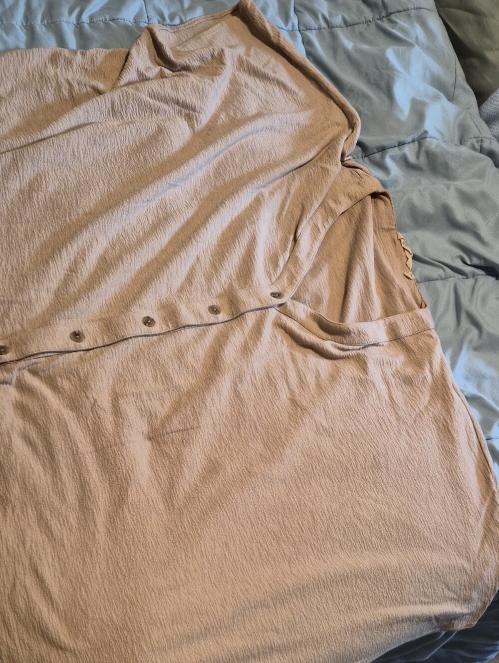 Neutral Taupe Button-Front Lightweight Top